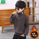 Wooden house children's clothing children's sweater all-in-one velvet turtleneck boys' sweater plus velvet thickened winter new medium and large children's bottoming shirt trendy black 100 recommended height 90-100