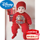 Disney purchased products winter baby jumpsuit, newborn holiday New Year greeting suit, bright red full moon, 100 days old, bright red New Year greeting suit cotton one-piece 59cm