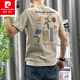 Pierre Cardin printed short-sleeved T-shirt men's summer 2025 new style young and middle-aged slim upper clothes versatile casual half-sleeved T-shirt Khaki 2XL