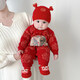 BORBOON B baby New Year's greeting clothes 2026 winter jumpsuit baby plus velvet red national style festive New Year small month old clothes for women plus velvet 7621 three-piece set 66cm