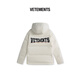 VETEMENTS classic 75D Nordic cotton large LOGO printed down jacket for men and women 90 white duck down winter jacket, chalk M