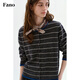 Fano studios Fan Luo Fano 100 sheep wool knitted cardigan spring new soft waxy skin-friendly lazy feeling contrast striped top gray stripes ready stock S
