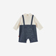 YEEHOO shopping mall same style newborn clothes for boys, handsome little prince imitation denim harem crawling clothes, dark sapphire blue 66cm