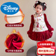 Disney Dress Winter 2026 New Style National Style Plus Velvet Thickened Cheongsam Baby Girl Winter Clothes Festive New Year Clothes Girls Red 130 cm
