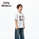 Little MO&Co. Show same style little moco children's clothing 26 spring new style antibacterial pure cotton short-sleeved T-shirt for boys and girls graffiti parent-child white antibacterial 130 130/64