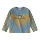DAVE&BELLA boys' long-sleeved T-shirt pure cotton medium and large children's bottoming shirt 2026 new children's spring top little boy pullover blue stripe ready stock 160 cm (recommended height 150-160cm)