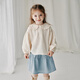 OAK FAMILY2026 Girls French Puff Sleeve Top Cotton Crepe T-shirt Baby Shirt Beige-Shirt 80