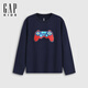 Gap Gap boys 2026 spring new pure cotton logo flip sequin loose long-sleeved T-shirt children's wear 861993 navy blue 110 cm (4-5 years old) Asian size