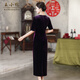 Wang Xiaoya Xi's mother-in-law's banquet evening dress for women 2026 spring new high-end elegant mother-in-law's slim dress burgundy L