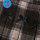 G.duck Girls Skirt Pleated Skirt Autumn and Winter 2025 New Children's Style Versatile Plaid Skirt Girls Skirt Autumn Horizontal Butterfly Woolen Skirt - Black and Gray Plaid 120