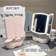 LED folding makeup mirror high-value makeup mirror student home bedroom desktop with light fill-in makeup mirror white-drawer three-color light