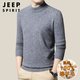 JEEP SPIRIT high-end brand 100% woolen sweater men's half turtleneck winter thickened solid color middle-aged bottoming sweater sheep. Cashmere sweater medium gray high-end special non-pilling 2025 autumn and winter new model XL 175 (recommended weight 140-160Jin Jin equals 0.5 kg)