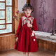 Girls' cheongsam autumn and winter velvet dress children's new Chinese style Tang suit girl red skirt red 150