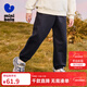 Mini Bala mini parent-child jumping pants for boys and girls autumn and winter fleece trousers black 90001 140