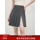 范思蓝恩天才少女蕾丝高腰百褶半身裙女2025夏季甜辣A字短裙2632 灰色 S