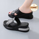 GEOX Manufacturer Women's Slippers Summer New Fashion Wear-Resistant Increased Thick-soled Wedge Sandals Women's Shoes Black VBXS20291 40