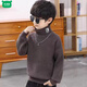 Wooden house children's clothing children's sweater all-in-one velvet turtleneck boys' sweater plus velvet thickened winter new medium and large children's bottoming shirt trendy black 100 recommended height 90-100