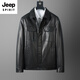 JEEP SPIRIT first layer vegetable tanned goatskin leather jacket Haining genuine leather men's leather jacket 2026 new autumn and winter middle-aged black L 170 103-117Jin Jin equals 0.5 kg