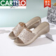 Cartelo Neues Produktkeil dicke Sandalen für Frauen im Sommer tragen Strass Verweigerung Mode Mode mittleren Frauen großer Mutters Sandalen Weiche einzige HF9757 Gold 35