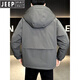 JEEP Мужской пуховик с капюшоном Jeep, зима 2026, новая морозостойкая одежда, утолщенная теплая ветрозащитная куртка, мужская короткая свободная черная XL 135-155Jin Jin равна 0,5 кг
