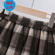 G.duck Girls Skirt Pleated Skirt Autumn and Winter 2025 New Children's Style Versatile Plaid Skirt Girls Skirt Autumn Horizontal Butterfly Woolen Skirt - Black and Gray Plaid 120