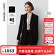 Langzi French retro velvet lapel collar black suit jacket for women winter new commuter suit top night black 2 L