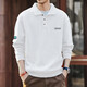 Green Deer American heavyweight long-sleeved Polo shirt for men in spring and autumn trendy brand loose casual cotton sweatshirt men's T-shirt white M suitable for 100-120Jin Jin equals 0.5 kg