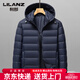 LILANZ Lightweight Hooded Down Jacket Men's 2026 Winter New Dad Warm Jacket Middle-aged and Elderly Loose Casual Top Red XL 180