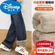 Disney girls' thickened velvet pants for older girls in winter, all-match straight pants for girls, a pair of winter jeans, cotton style, thickened velvet, 140 cm