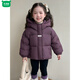 Wooden house girls' down jacket winter 2026 new style children's style white duck down baby fashionable thickened winter warm jacket purple 150 cm
