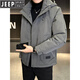 JEEP Мужской пуховик с капюшоном Jeep, зима 2026, новая морозостойкая одежда, утолщенная теплая ветрозащитная куртка, мужская короткая свободная черная XL 135-155Jin Jin равна 0,5 кг