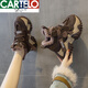CARTELO 2025 Autumn New Versatile Casual Plush Warm Thick-soled Platform Heightening Sports Dad Shoes Small Women's Shoes Brown Single Liner 38