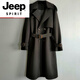Эксклюзивный высококачественный британский мужской плащ JEEP SPIRIT, новый габардин, деловой повседневный длинный стиль, черный L, свободный стиль, 185Jin Jin равен 0,5 кг, который можно носить ниже