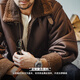 MADEN workwear American retro B3 bomber leather jacket fur one-piece plus velvet motorcycle suede jacket men's winter brown S