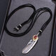 Fanqiu Jewelry 925 Silver Takahashi Goro Set Chain Turquoise Taijiang Feather Men's Silver Necklace Women's Men's Sweater Chain Red Zirconium Feather Plus the Price of the Versatile Rope in the Picture