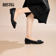 Dusto Dadong women's shoes spring new square heel low heel set toe headband buckle C3056 black 35