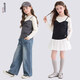 Disney (Disney) Girls T-shirt Long Sleeve Spring Clothing 2026 New Style Children's Bottoming Shirt Fake Two-Piece Autumn Black 140 cm