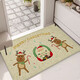 Fantasy Christmas linen floor mat kitchen non-slip linen floor mat entrance rubber foot mat bathroom door absorbent mat Christmas black and white checkered 40x60cm linen