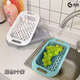 Fantasy retractable drain basket, vegetable basin, dish rack, kitchen fruit plate, sink, sink rack, water filter basket, family bucket, first snow white, modern gray peacock blue, 3 pieces in total, freely retractable