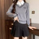 Playboy (PLAYBOY) college style POLO collar fake two-piece shirt vest sweater for women spring unique and chic small top short sweater official flagship black S recommended 80-95Jin Jin is equal to 0.5 kg