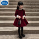 Disney (Disney) Girls Dress 2025 New Winter Clothes Children's Winter Velvet Thickened Western Style Little Girl Red Princess Dress Red 140 cm