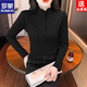 ROMON's new autumn and winter German velvet thickened mid-collar bottoming shirt tops for middle-aged mothers, plus size shirts, long-sleeved T-shirts for women, black L 95-105