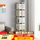 SOFS 360 degree rotating bookshelf floor-standing simple student storage rack bedroom bedside movable steel wrought iron small bookcase mobile rotating model metal bookshelf 5 layers white