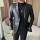 SEPTWOLVES crocodile leather suit jacket men's autumn and winter 2025 new style British casual handsome slim suit top black M (95-115Jin Jin equals 0.5 kg)