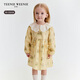 Teenie Weenie Kids 26th new baby girl full-print sweet lace collar dress yellow 110 cm