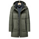 KBXNG劲霸高端男士新款商务连帽羽绒服男冬季爸爸装中长款加厚保暖防寒 军绿色 L 175