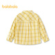 Balabala shopping mall same style Balabala children's long-sleeved shirts for boys and girls 2026 new spring and autumn plaid tops yellow and white tone 00431 130