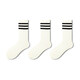 Pami (pami) white socks sports spring and summer women's running Japanese college style black striped men's spring and summer mid-calf socks long socks cotton three meters white one-size-fits-all couple size (suitable for sizes 36-43)