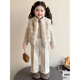 Disney girls' fur and velvet suit winter new style children's huge and good-looking winter clothes for babies, fashionable two-piece set for the New Year, cotton style pleated wide-leg pants 90 cm