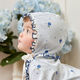 Koala Nose Sweet and Exquisite Blue Floral Baby and Toddler Skin-Friendly Soft Pure Cotton Exquisite Princess Clothes Baotou Hat-Mist Blue 42cm